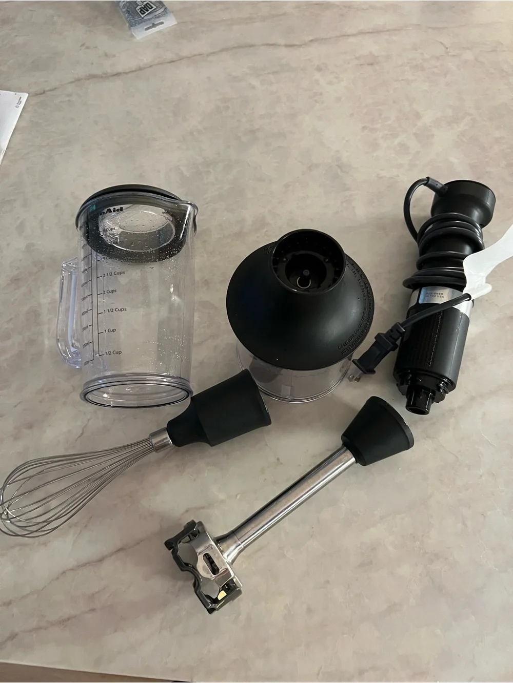 KitchenAid Black Matte Variable Speed Corded Hand Blender with Accessories